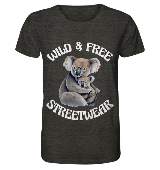 WILD & FREE NO 13 KOALA FAMILY  - STREETWEAR - STATEMENT    - Organic Shirt (meliert)