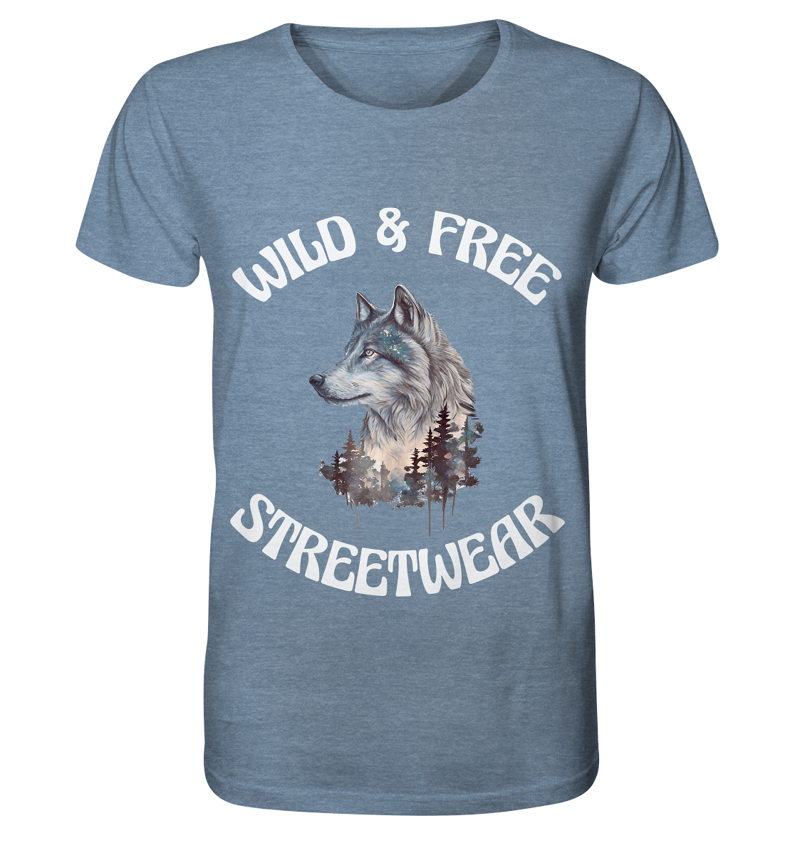 WILD & FREE NO 3 WOLF STREETWEAR - STATEMENT - Organic Shirt (meliert)