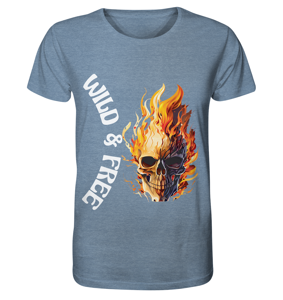 T-Shirt- Wild & Free Skull- cooles für jeden Look- Shirt (meliert)