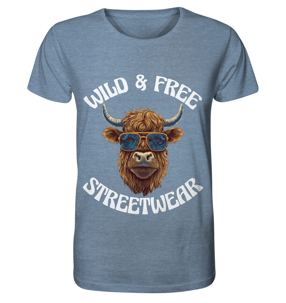 WILD & FREE NO 2 HIGHLAND COW STREETWEAR - STATEMENT - Organic Shirt (meliert)