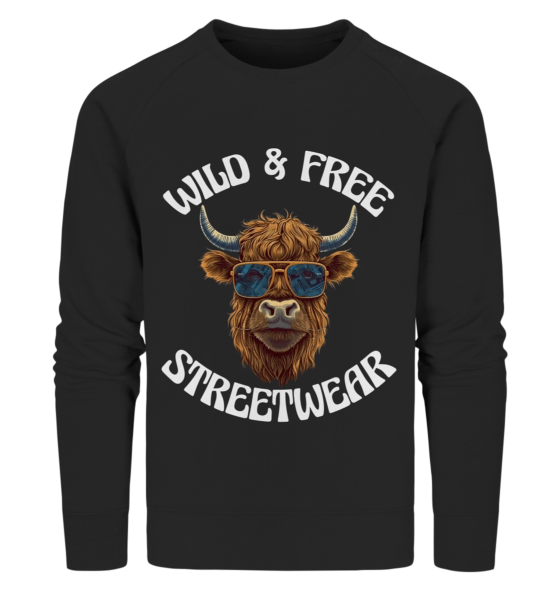 WILD & FREE NO 2 HIGHLAND COW STREETWEAR - STATEMENT - Organic Sweatshirt