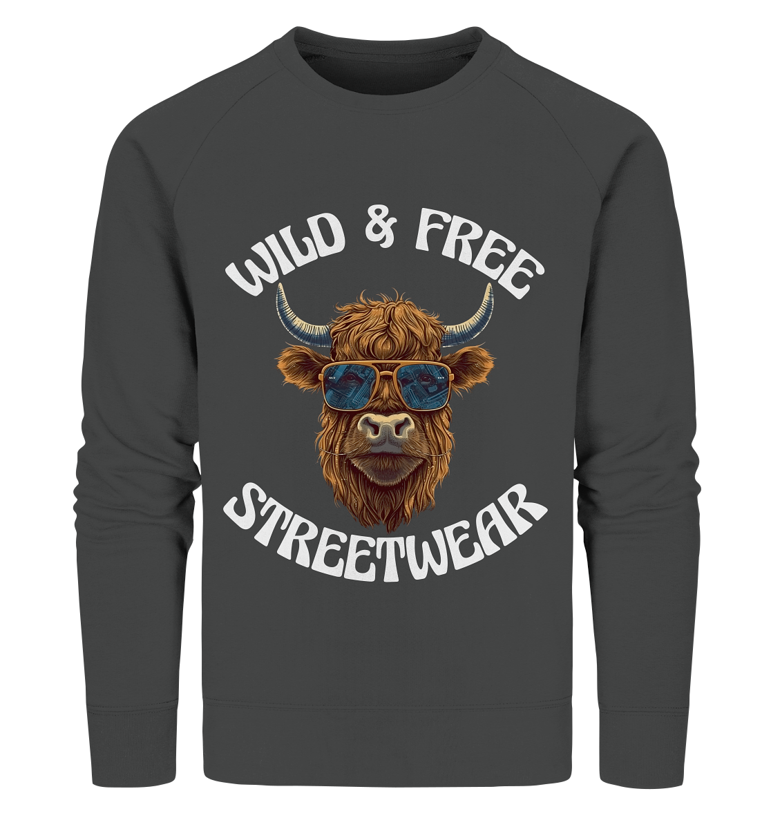 WILD & FREE NO 2 HIGHLAND COW STREETWEAR - STATEMENT - Organic Sweatshirt