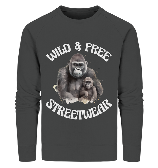 WILD & FREE NO 15 GORILLA FAMILY  - STREETWEAR - STATEMENT  - Organic Sweatshirt