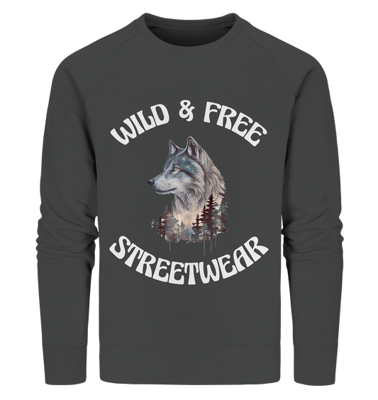 WILD & FREE NO 3 WOLF STREETWEAR - STATEMENT - Organic Sweatshirt