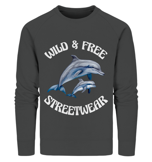 WILD & FREE NO 10 DOLPHIN FAMILY  - STREETWEAR - STATEMENT   - Organic Sweatshirt