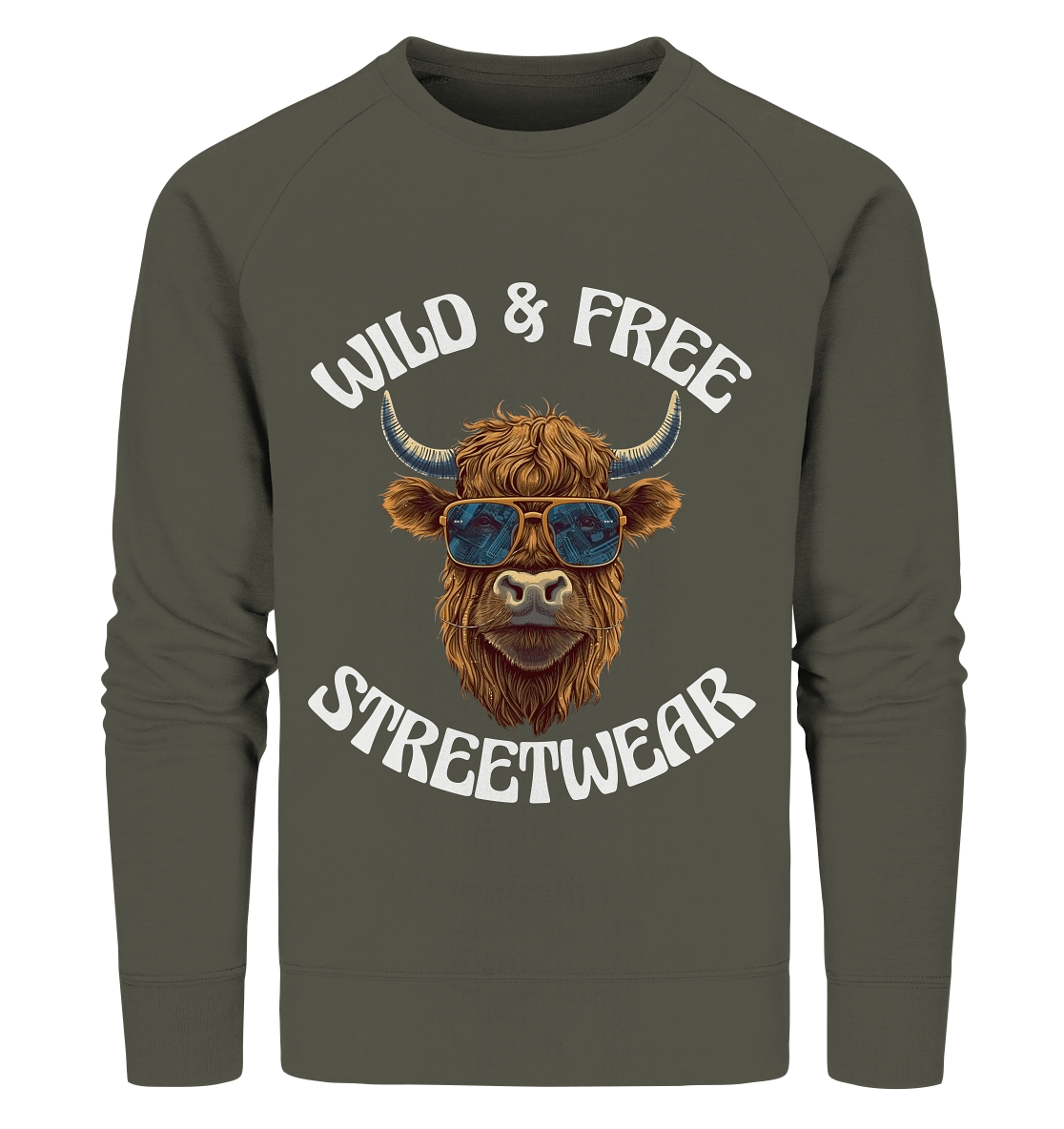 WILD & FREE NO 2 HIGHLAND COW STREETWEAR - STATEMENT - Organic Sweatshirt