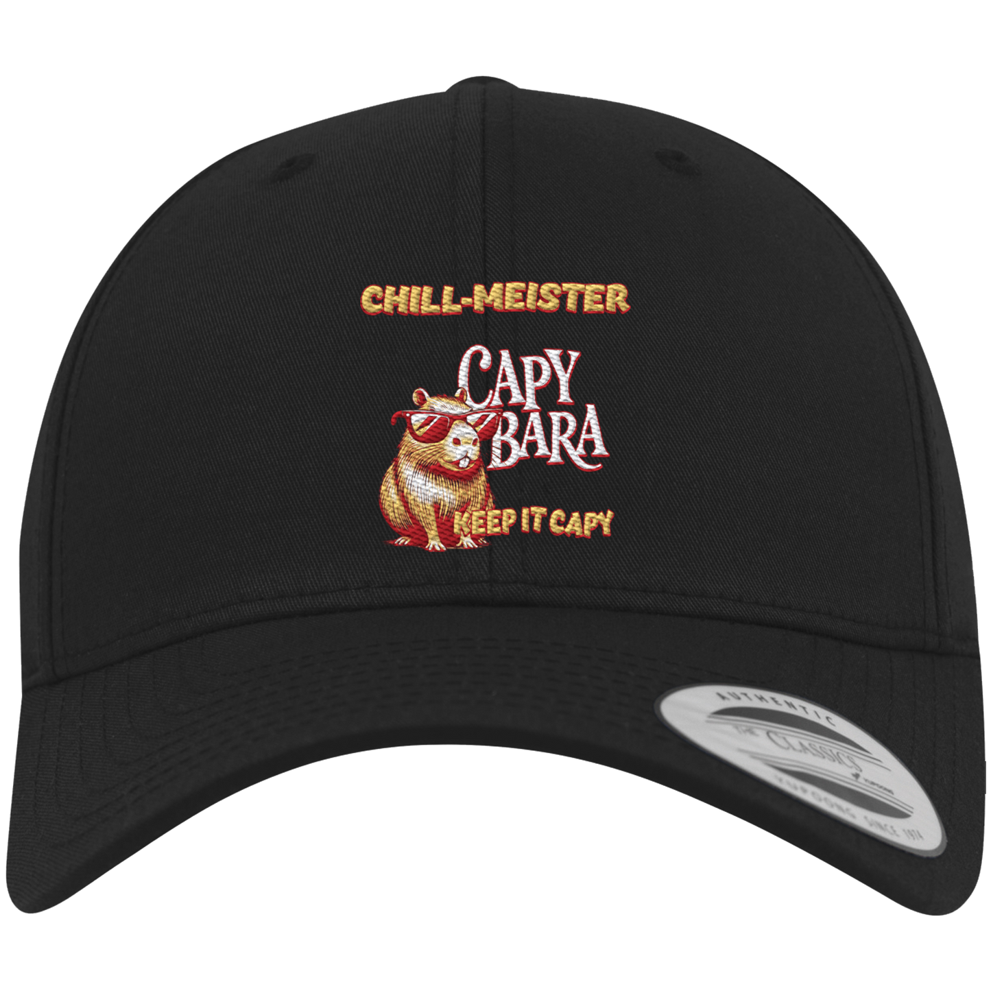 Chill-Meister Capybara –  Hochwertige Stick-Edition - Premium Baseball Cap