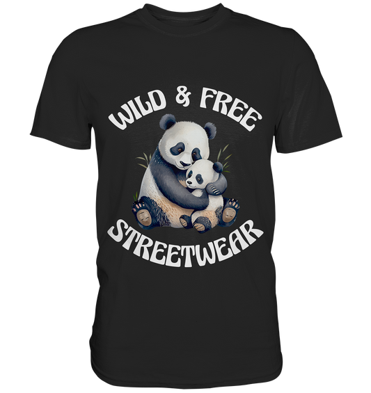 WILD & FREE NO 12 PANDA FAMILY  - STREETWEAR - STATEMENT    - Premium Shirt