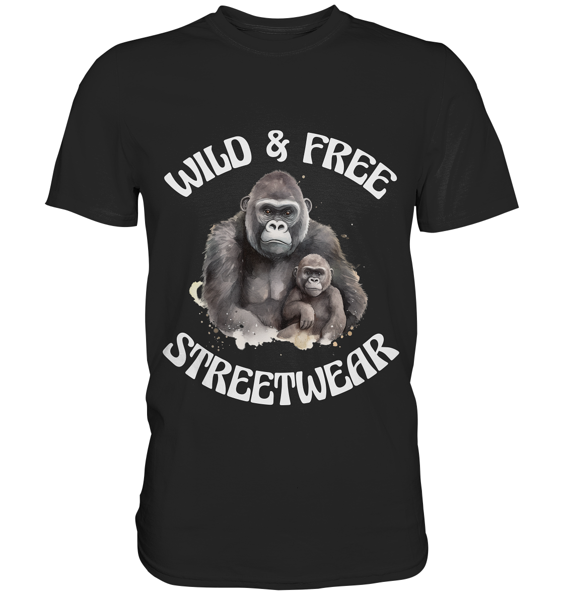 WILD & FREE NO 15 GORILLA FAMILY  - STREETWEAR - STATEMENT  - Premium Shirt