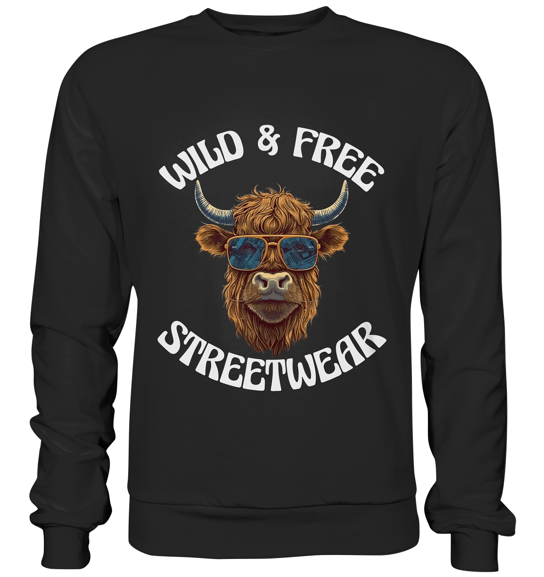 WILD & FREE NO 2 HIGHLAND COW STREETWEAR - STATEMENT - Premium Sweatshirt