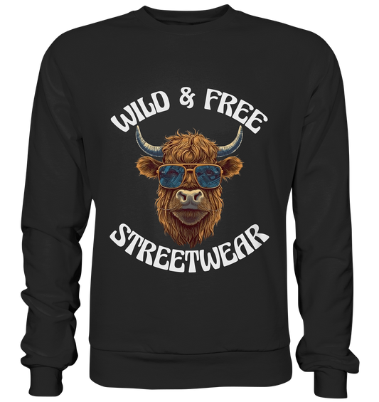 WILD & FREE NO 2 HIGHLAND COW STREETWEAR - STATEMENT - Premium Sweatshirt