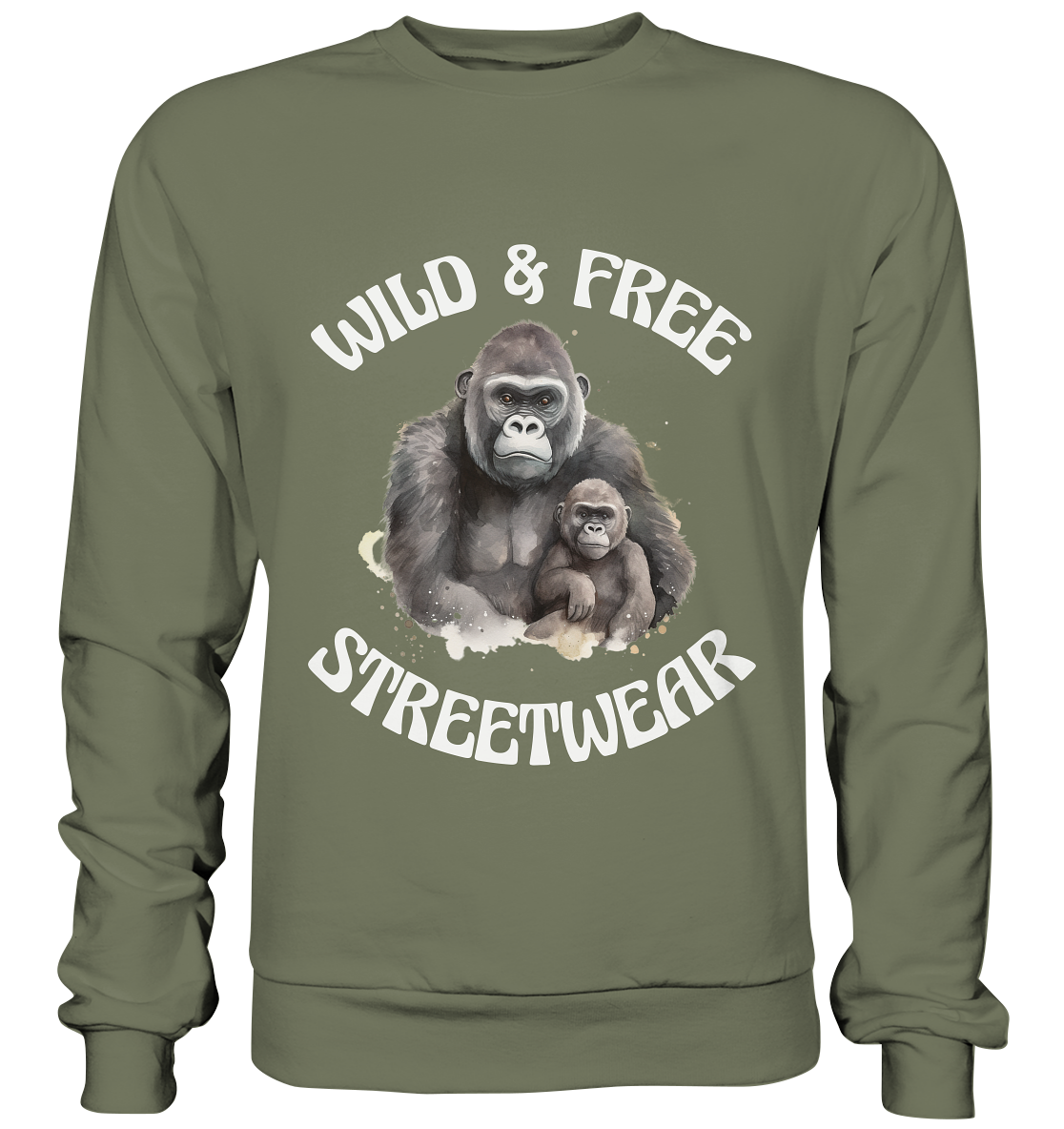 WILD & FREE NO 15 GORILLA FAMILY  - STREETWEAR - STATEMENT  - Premium Sweatshirt