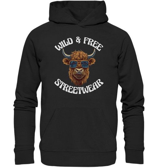 WILD & FREE NO 2 HIGHLAND COW STREETWEAR - STATEMENT - Premium Unisex Hoodie