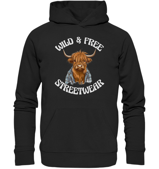 WILD & FREE NO 9 HIGHLAND COW II - STREETWEAR - STATEMENT  - Premium Unisex Hoodie