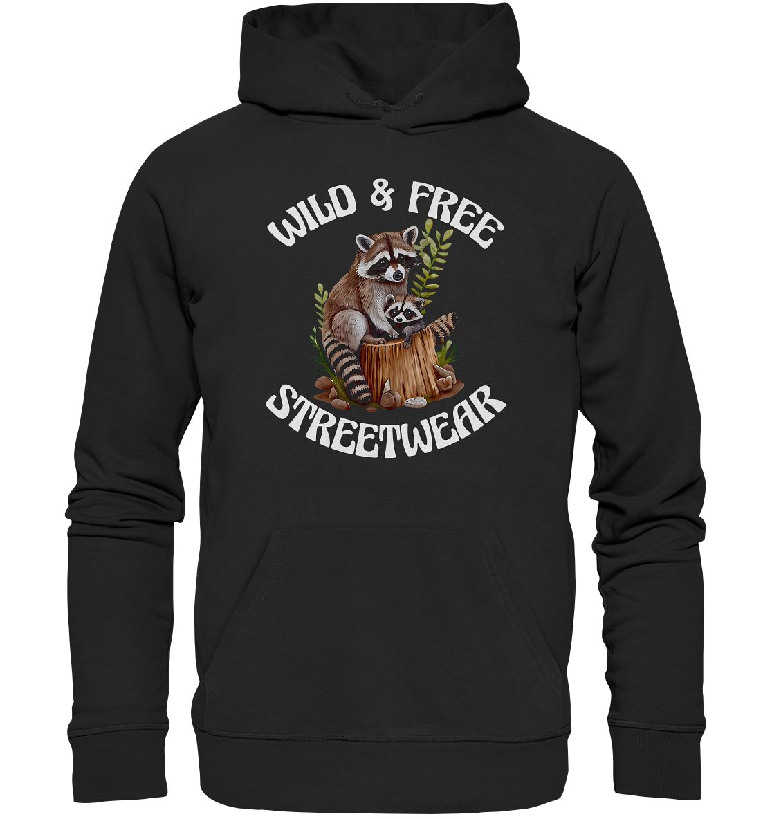 WILD & FREE NO 16 RACOON FAMILY  - STREETWEAR - STATEMENT  - Premium Unisex Hoodie