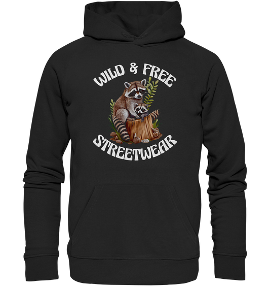 WILD & FREE NO 16 RACOON FAMILY  - STREETWEAR - STATEMENT  - Premium Unisex Hoodie