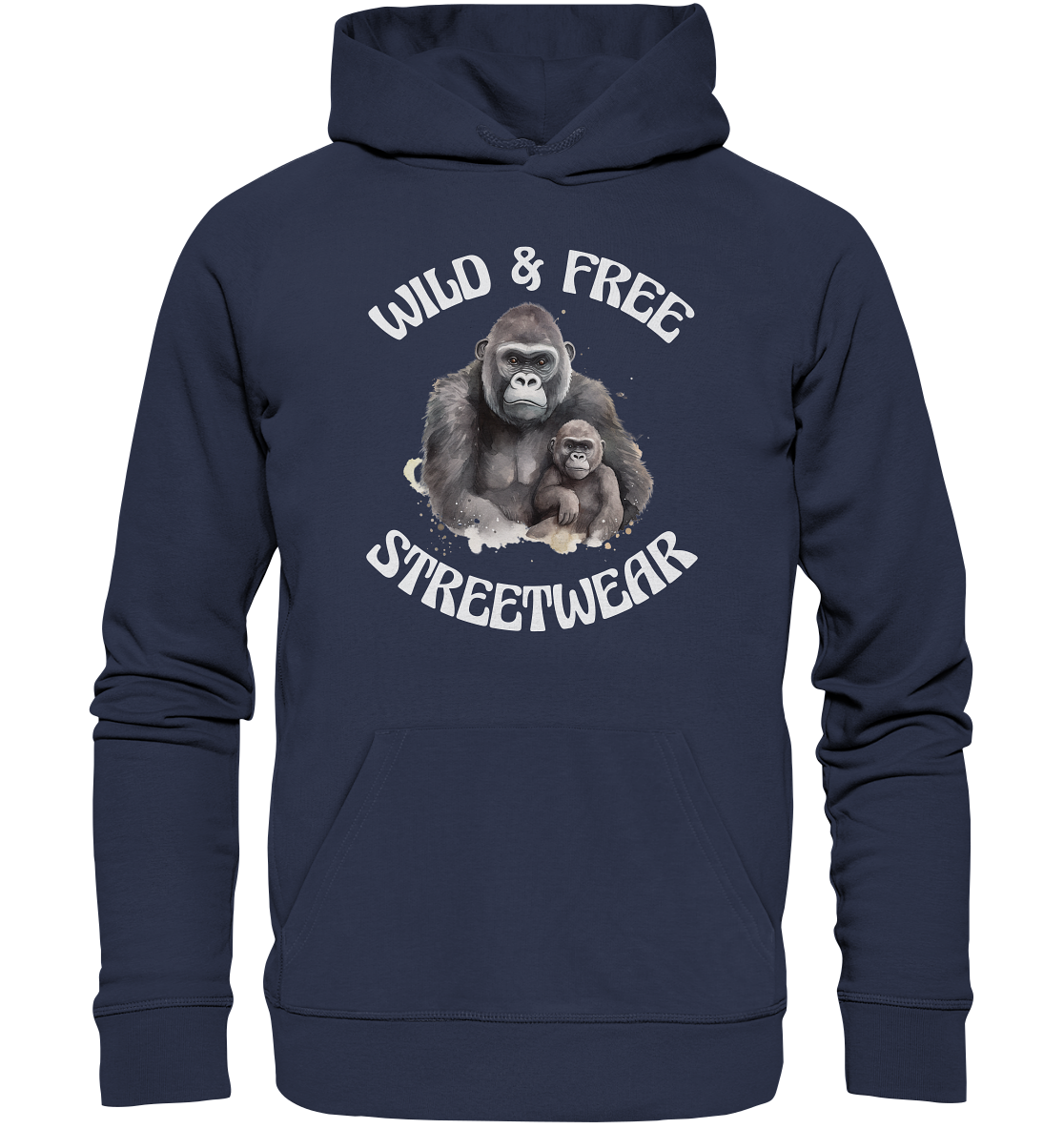 WILD & FREE NO 15 GORILLA FAMILY  - STREETWEAR - STATEMENT  - Premium Unisex Hoodie