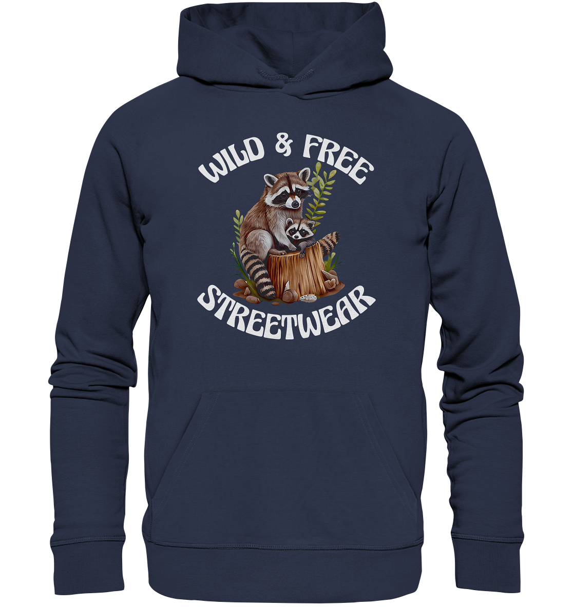 WILD & FREE NO 16 RACOON FAMILY  - STREETWEAR - STATEMENT  - Premium Unisex Hoodie