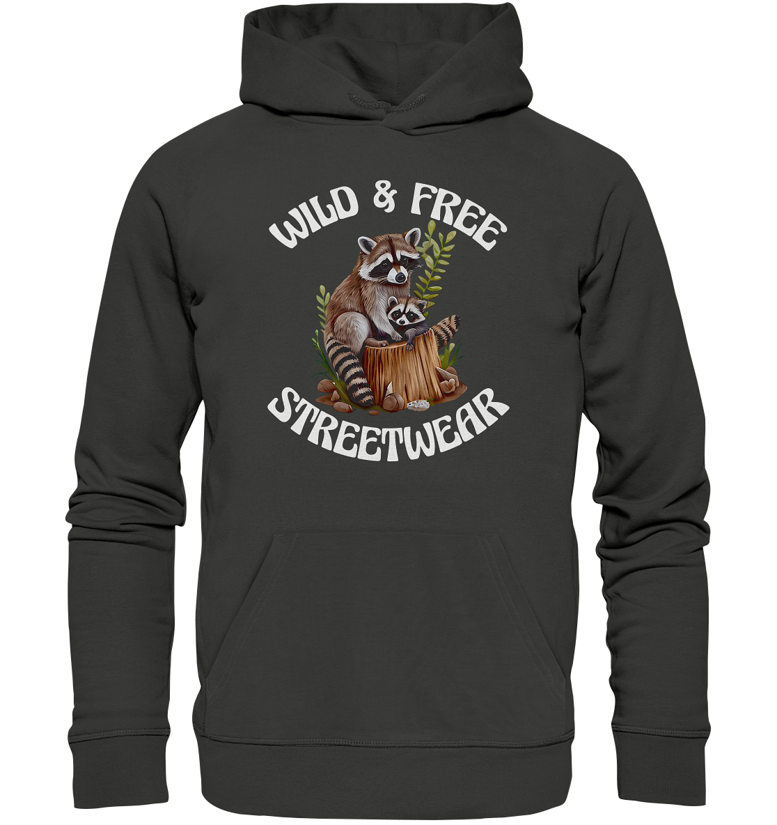 WILD & FREE NO 16 RACOON FAMILY  - STREETWEAR - STATEMENT  - Premium Unisex Hoodie