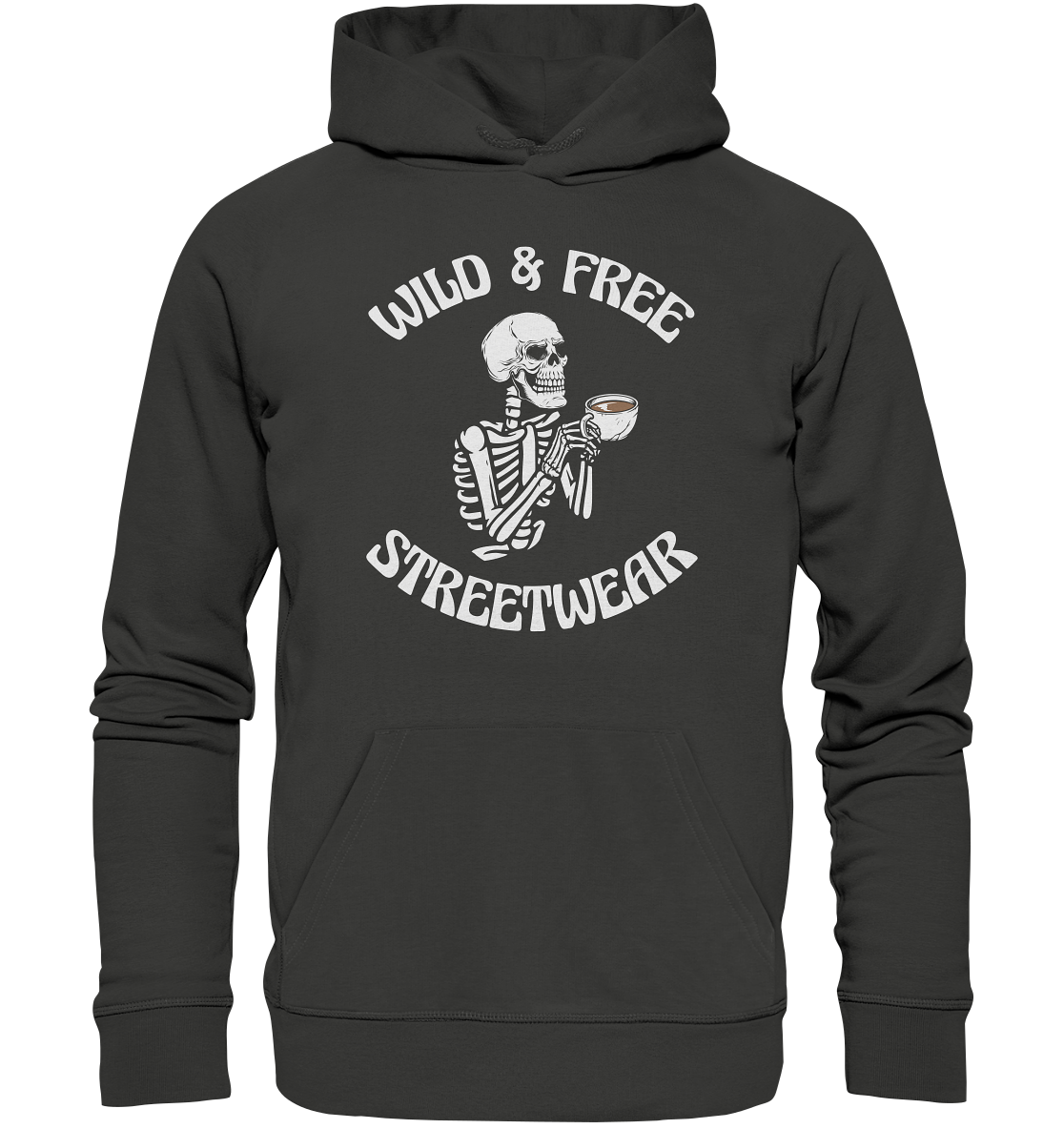 WILD & FREE NO 5 DRINKING SKELETON - STREETWEAR - STATEMENT  - Premium Unisex Hoodie