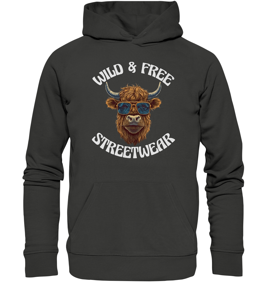 WILD & FREE NO 2 HIGHLAND COW STREETWEAR - STATEMENT - Premium Unisex Hoodie