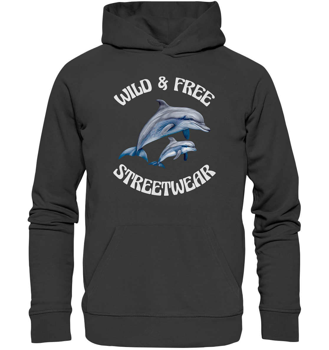 WILD & FREE NO 10 DOLPHIN FAMILY  - STREETWEAR - STATEMENT   - Premium Unisex Hoodie