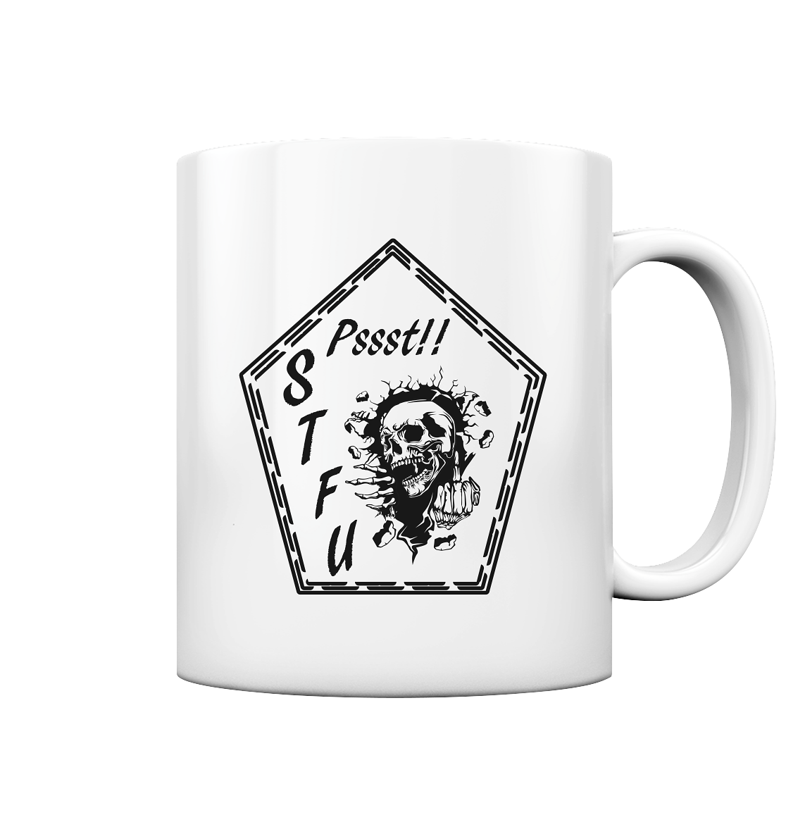 STFU Tasse mit Aufdruck, Tasse zweifarbig, Tasse mit coolen Motiven