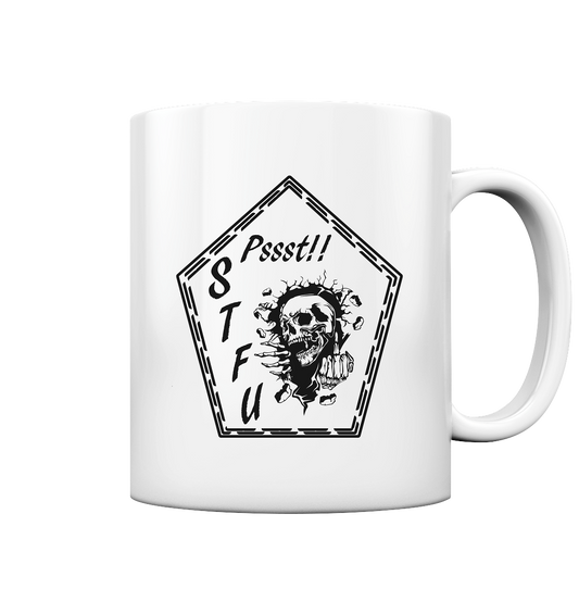 STFU Tasse mit Aufdruck, Tasse zweifarbig, Tasse mit coolen Motiven