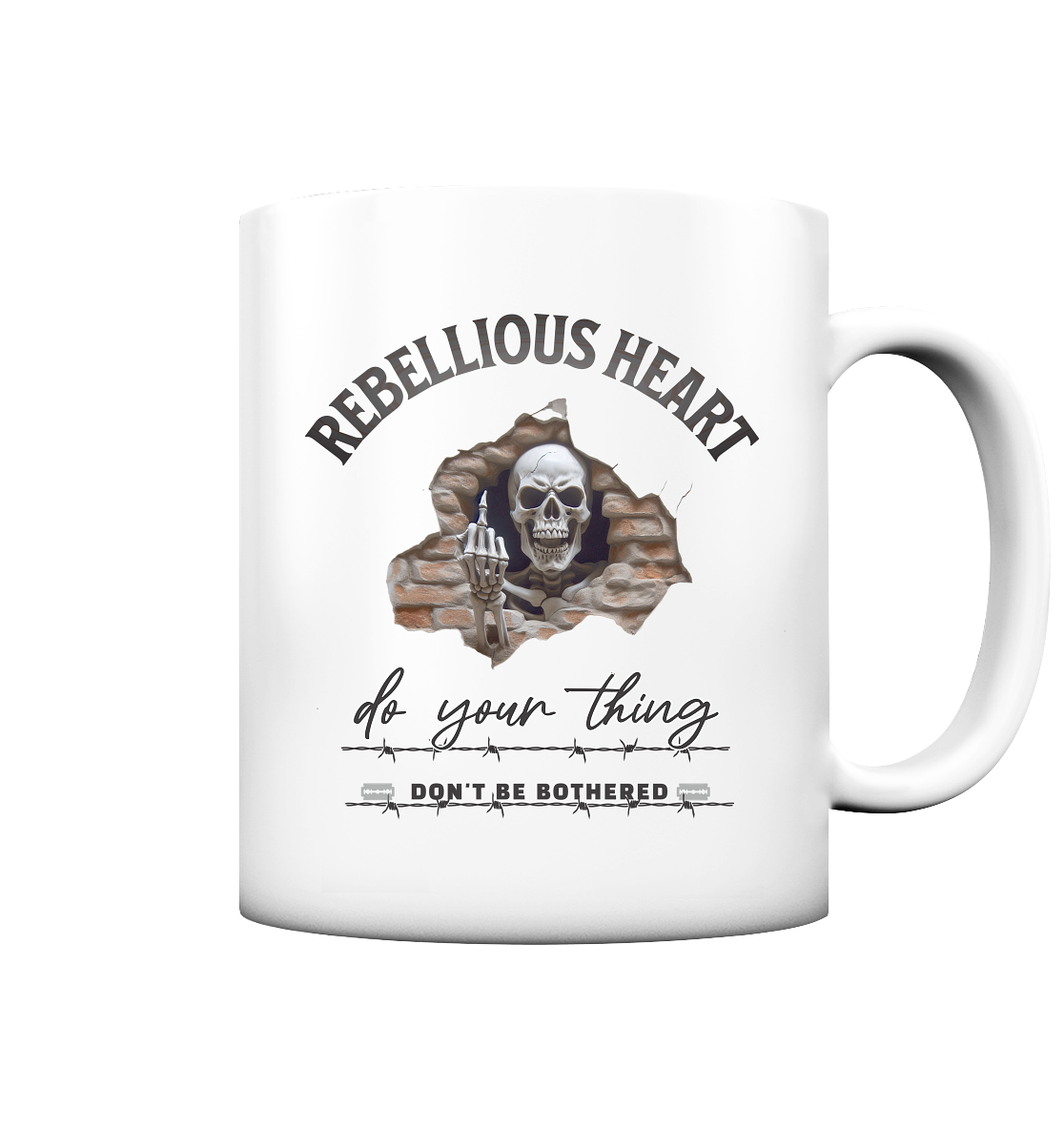 Rebellisches Herz Skull - Tasse matt