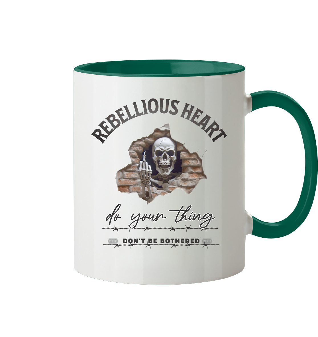 Rebellisches Herz Skull - Tasse zweifarbig