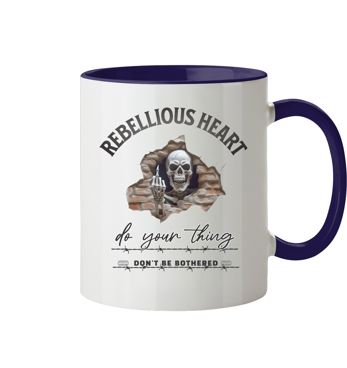 Rebellisches Herz Skull - Tasse zweifarbig