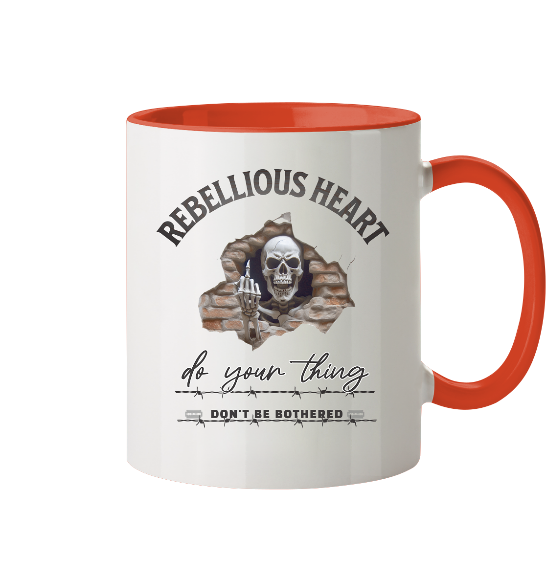 Rebellisches Herz Skull - Tasse zweifarbig