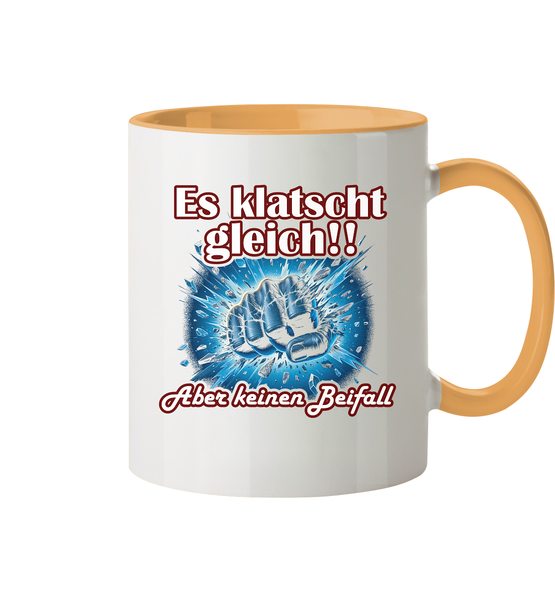 Es klatscht gleich!! - Tasse zweifarbig