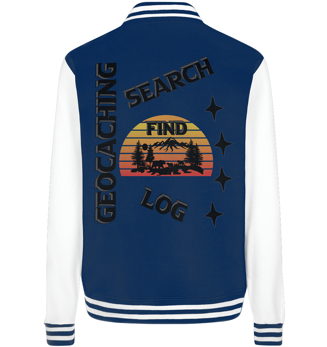 Geocaching, Suchen, Finden und Log,  Geocache Schwarzes Design - College Jacket