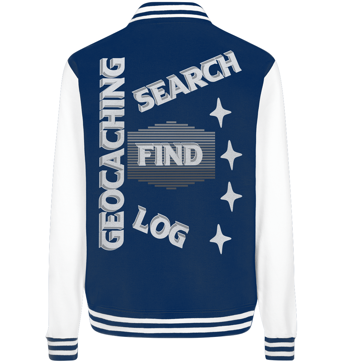 Geocaching-SEARCH-FIND-LOG, Cache Helles Disign Sterne - College Jacket