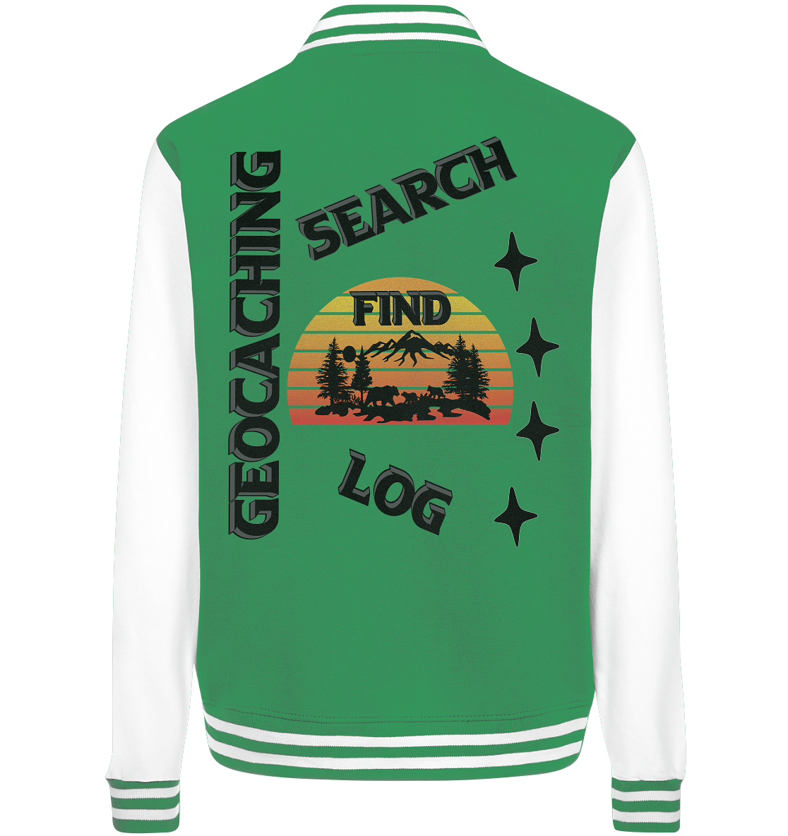 Geocaching, Suchen, Finden und Log,  Geocache Schwarzes Design - College Jacket