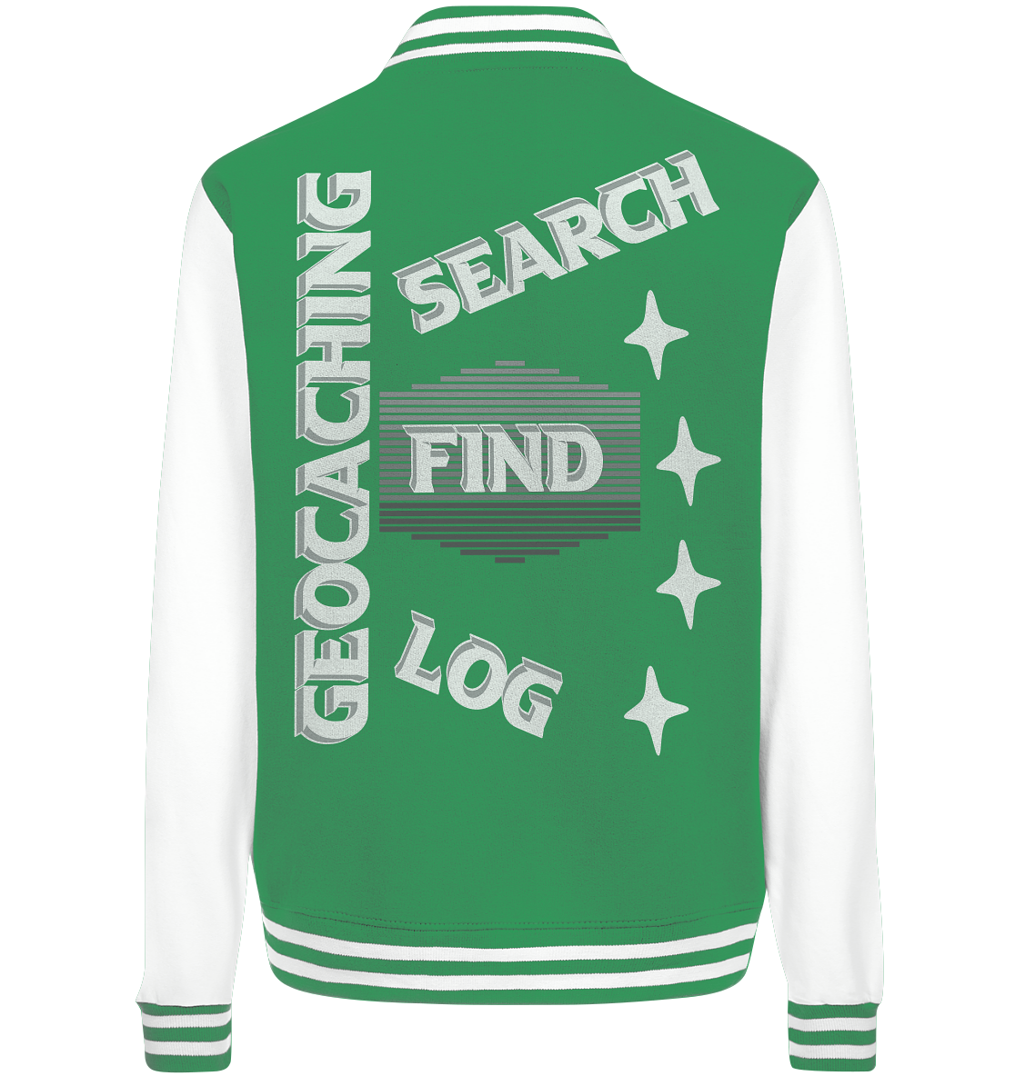 Geocaching-SEARCH-FIND-LOG, Cache Helles Disign Sterne - College Jacket