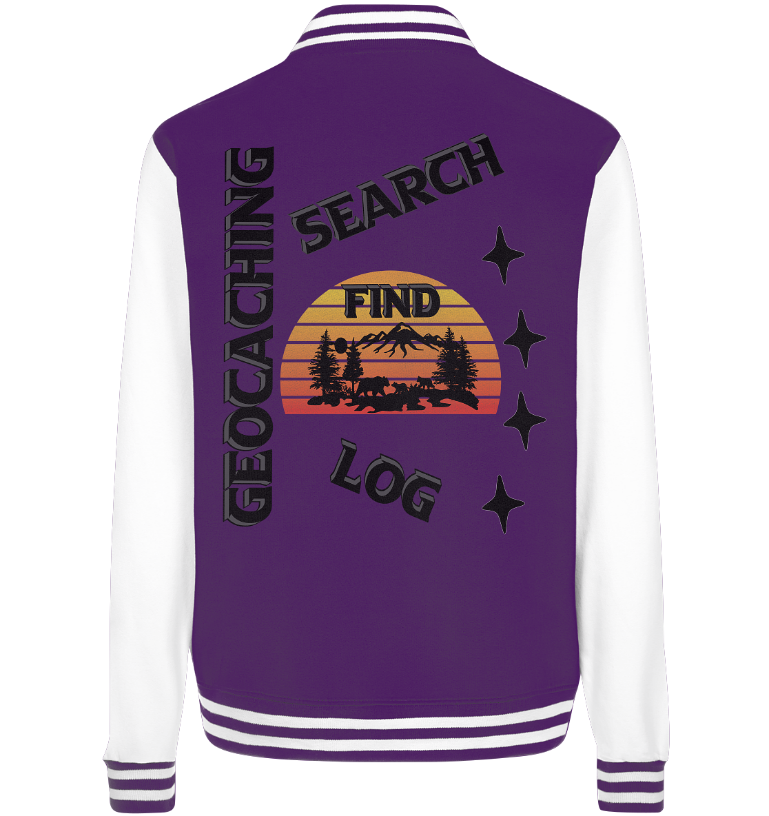 Geocaching, Suchen, Finden und Log,  Geocache Schwarzes Design - College Jacket