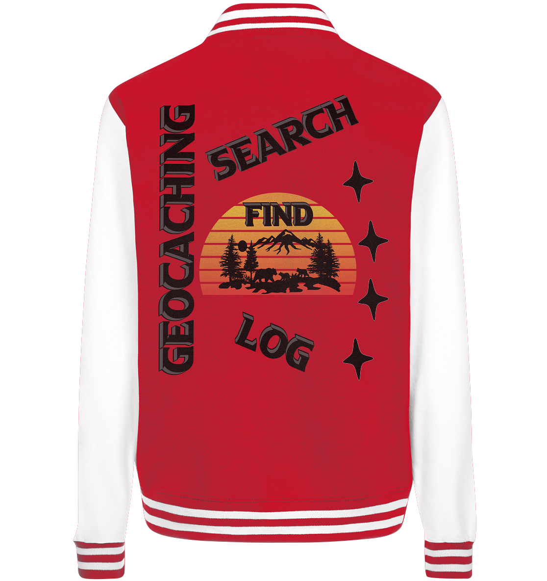 Geocaching, Suchen, Finden und Log,  Geocache Schwarzes Design - College Jacket