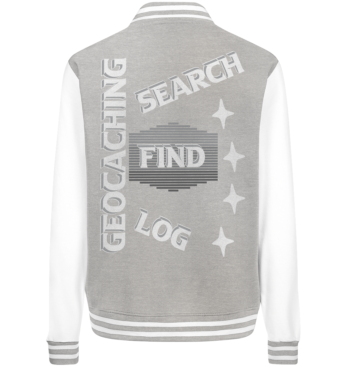 Geocaching-SEARCH-FIND-LOG, Cache Helles Disign Sterne - College Jacket