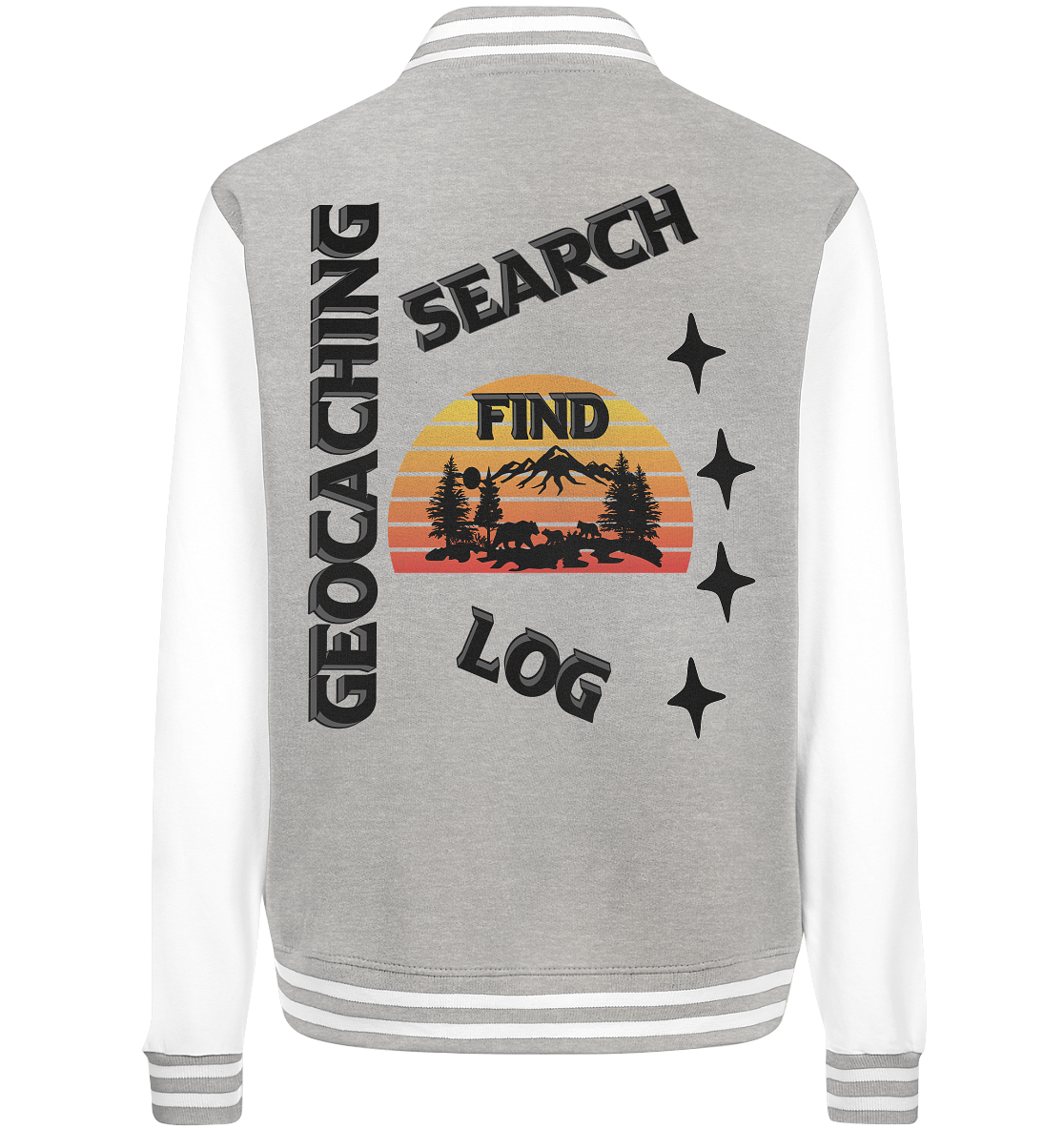 Geocaching, Suchen, Finden und Log,  Geocache Schwarzes Design - College Jacket