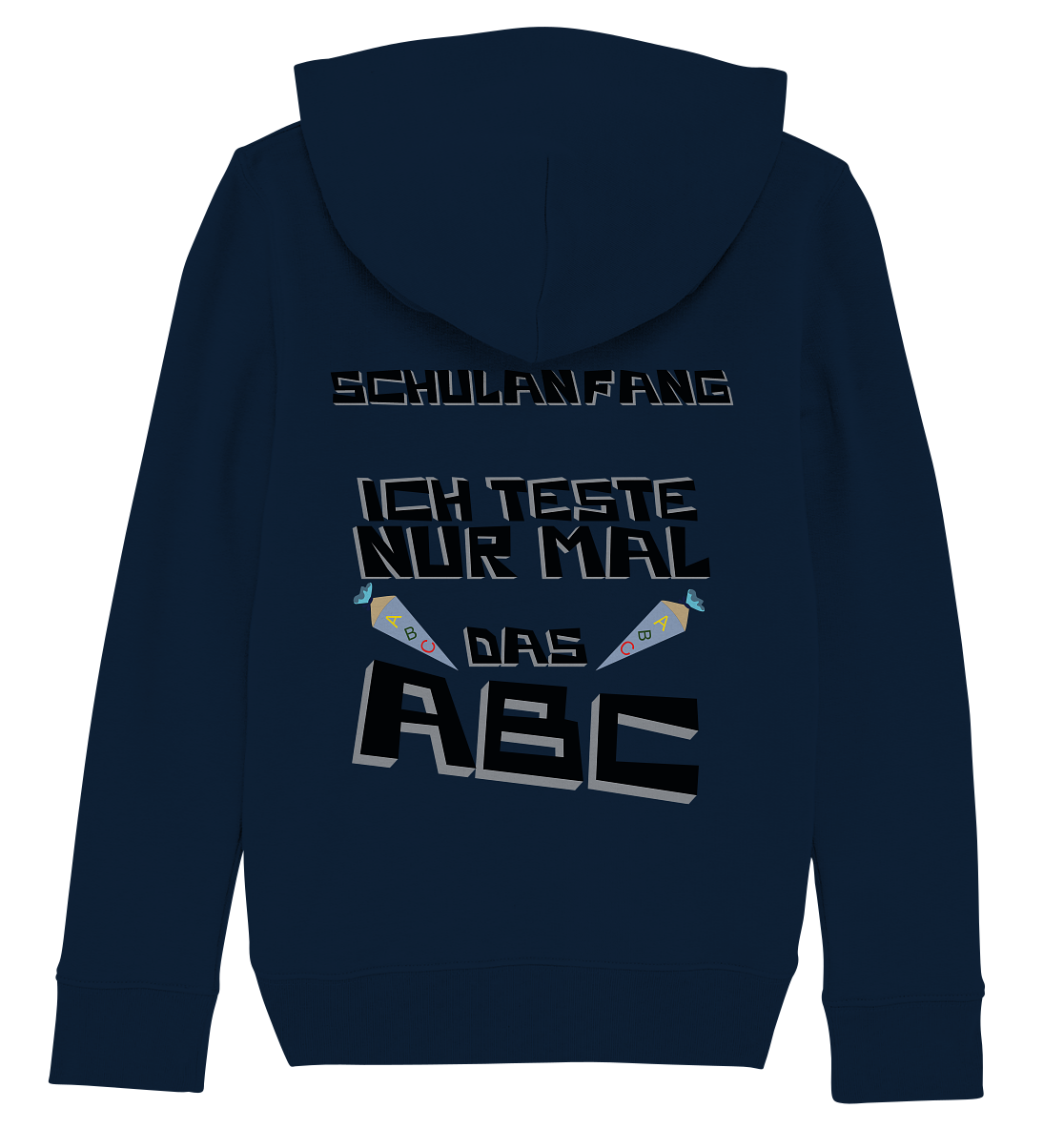 Schulanfang Schwarzes Design, Einschulung, Zuckettüte - Kids Organic Hoodie