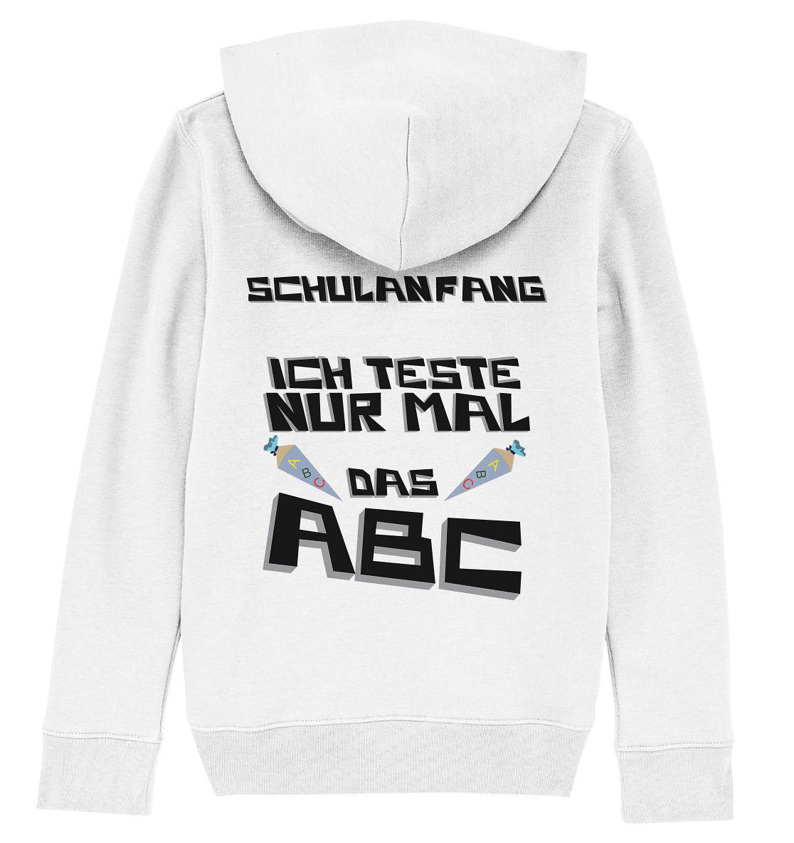 Schulanfang Schwarzes Design, Einschulung, Zuckettüte - Kids Organic Hoodie