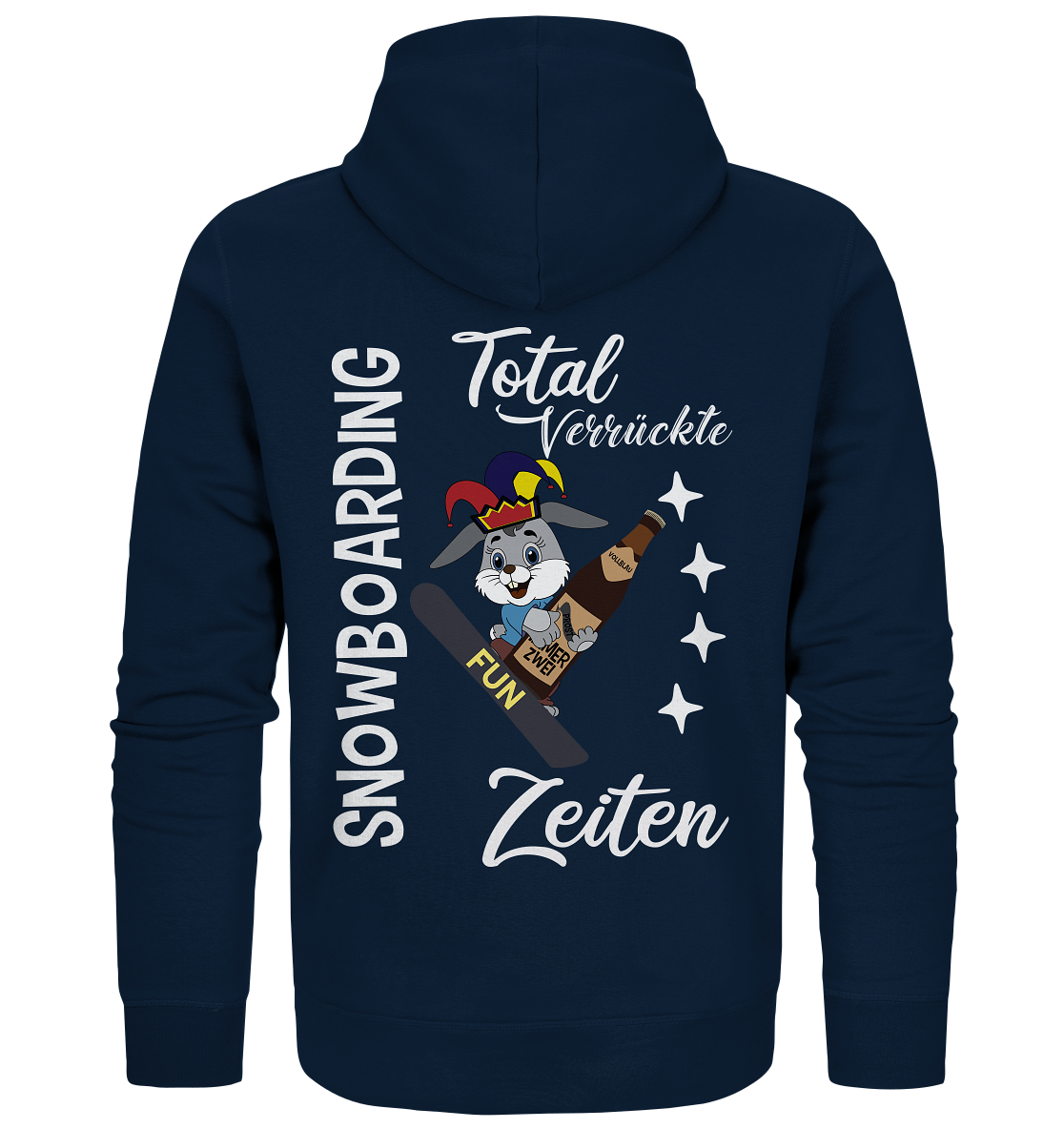 Snowboarding, verrückte Zeiten, Snowboarder, Osterhase - Organic Zipper