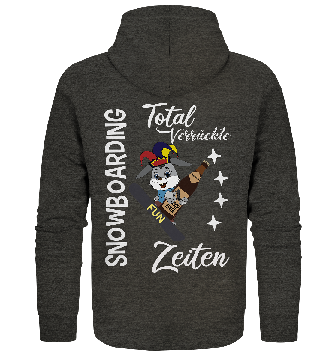 Snowboarding, verrückte Zeiten, Snowboarder, Osterhase - Organic Zipper