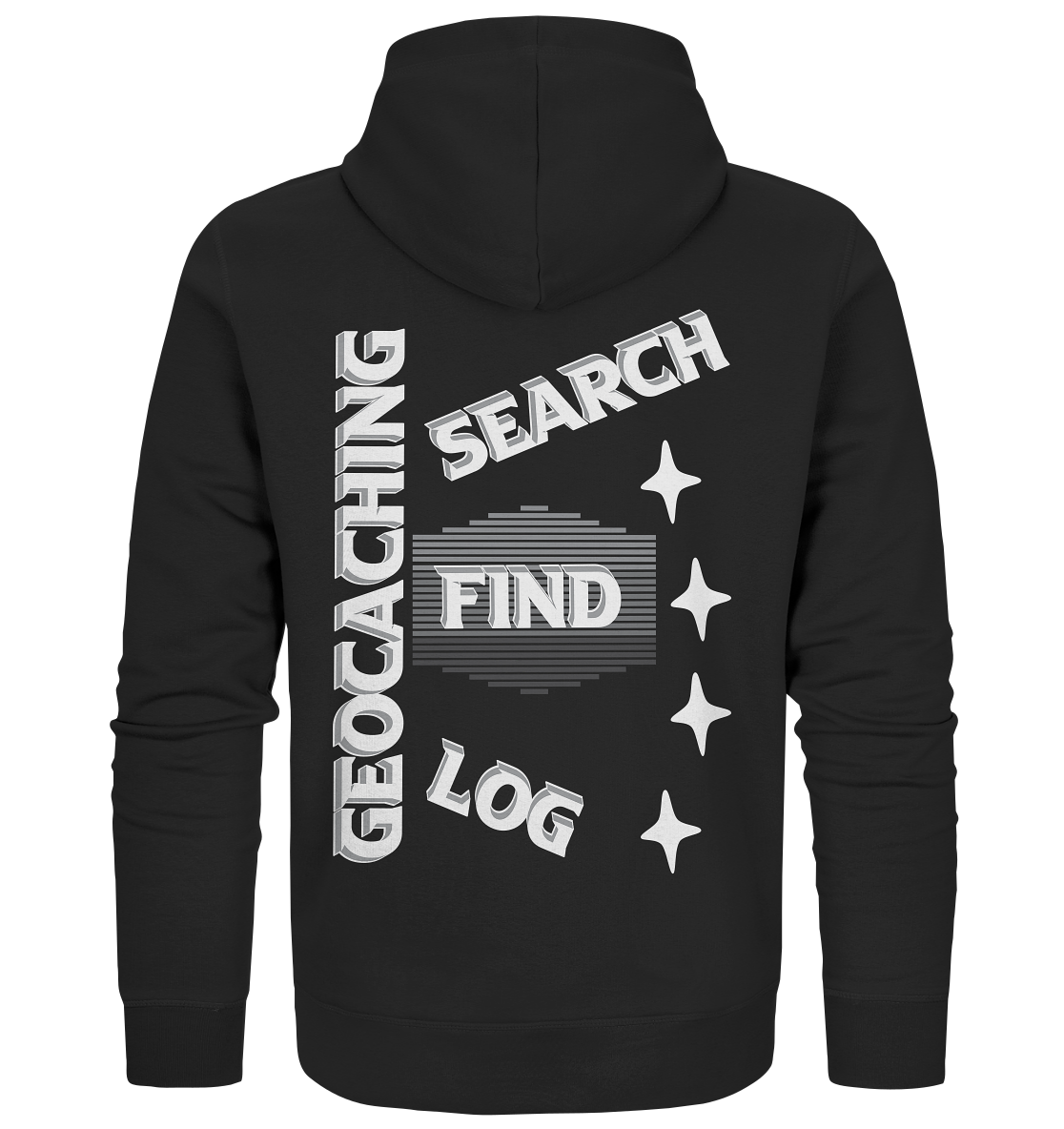 Geocaching-SEARCH-FIND-LOG, Cache Helles Disign Sterne - Organic Zipper