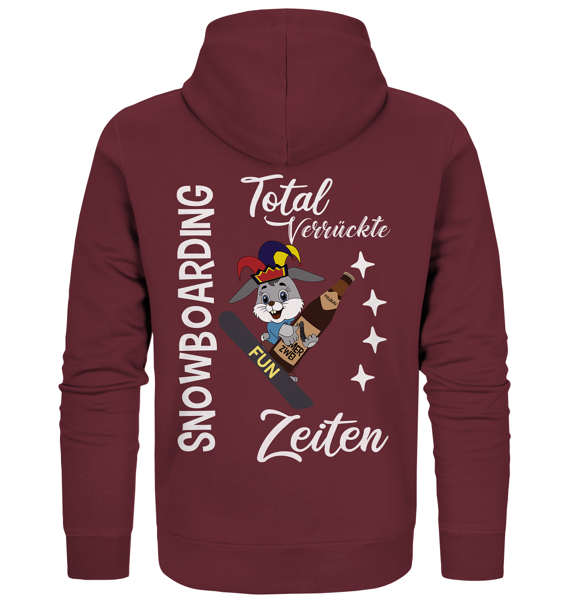 Snowboarding, verrückte Zeiten, Snowboarder, Osterhase - Organic Zipper