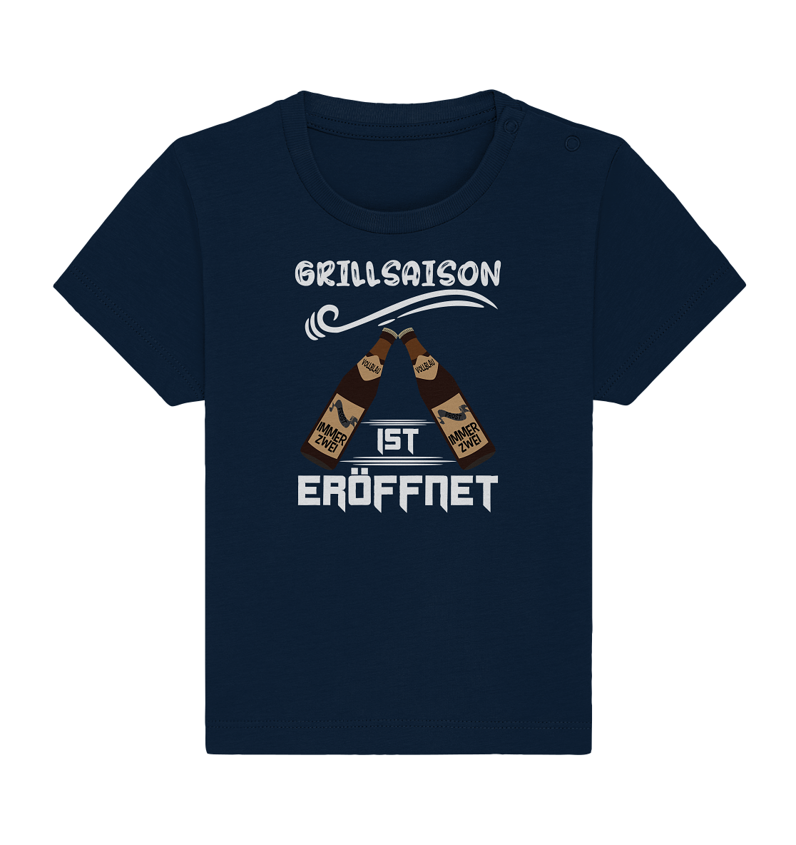 Grillsaison ist eröffnet, Grillen, Party, Feiern, Helles Design - Baby Organic Shirt