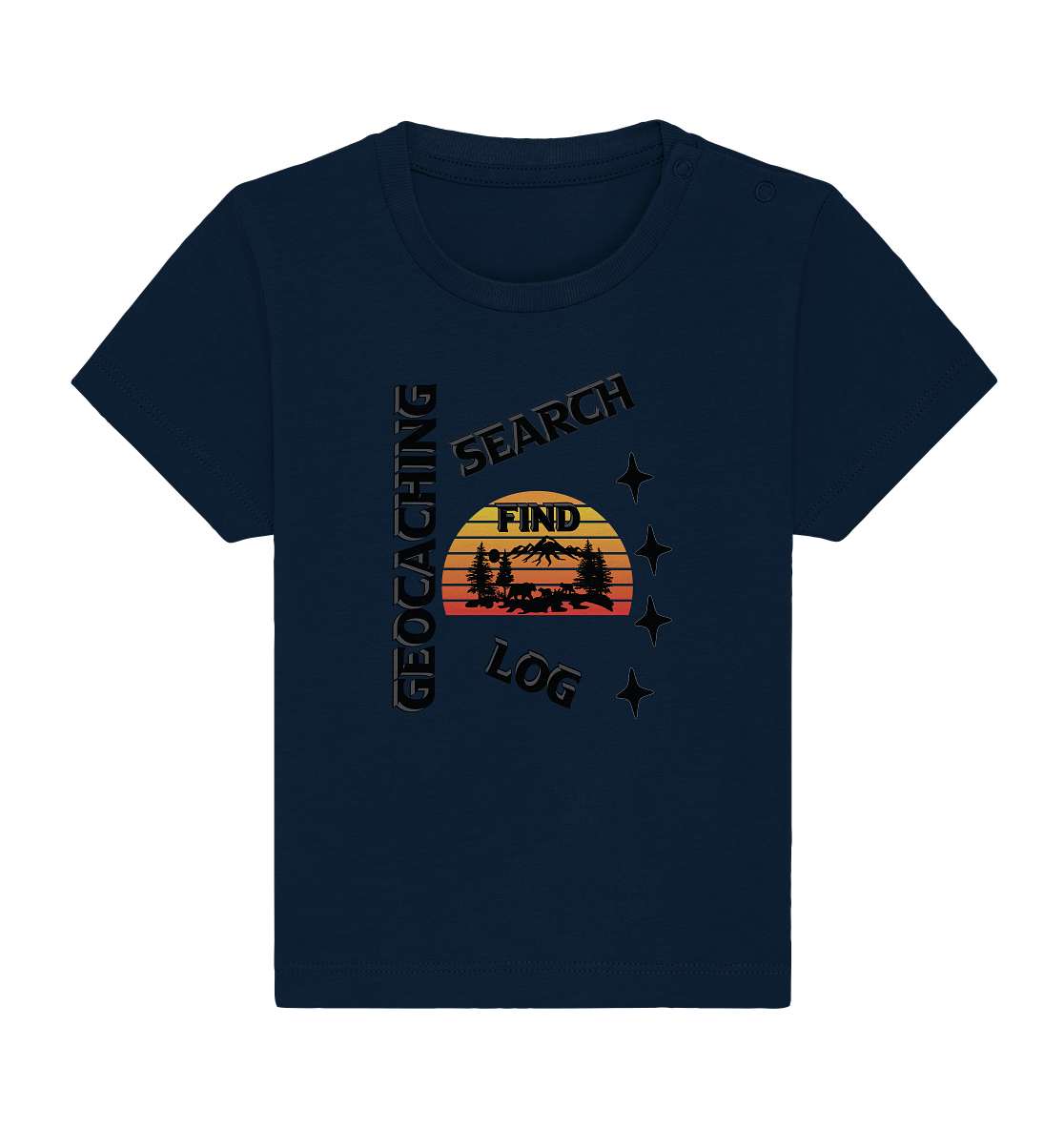 Geocaching, Suchen, Finden und Log, Geocache Schwarzes Design Mounten - Baby Organic Shirt