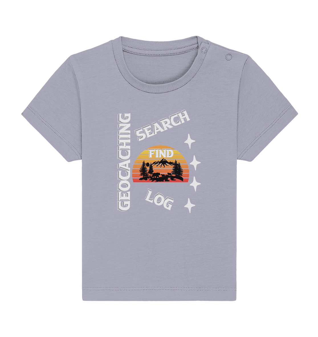 Geocaching-SEARCH-FIND-LOG, Cache Helles Design, Mounten - Baby Organic Shirt